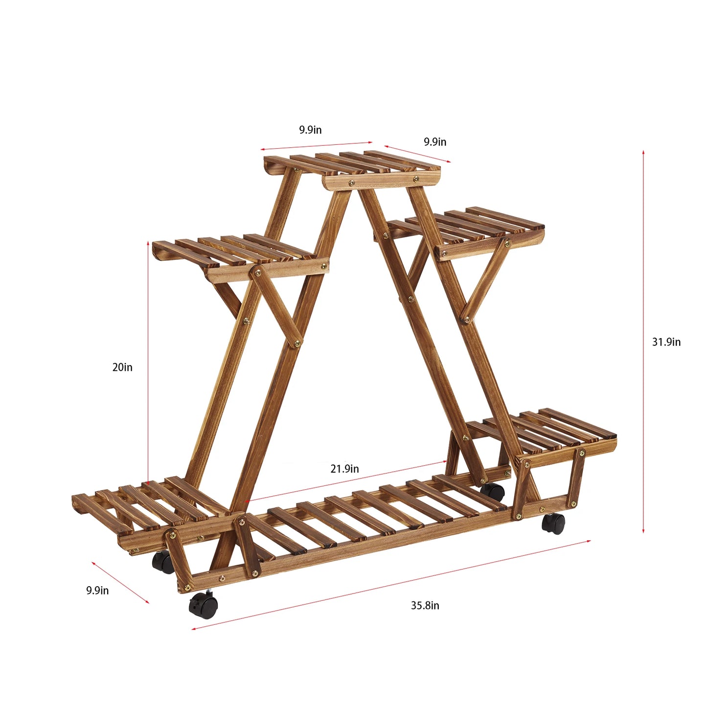 Triangular Plant Display Rack with 6 Tiers and Wheels