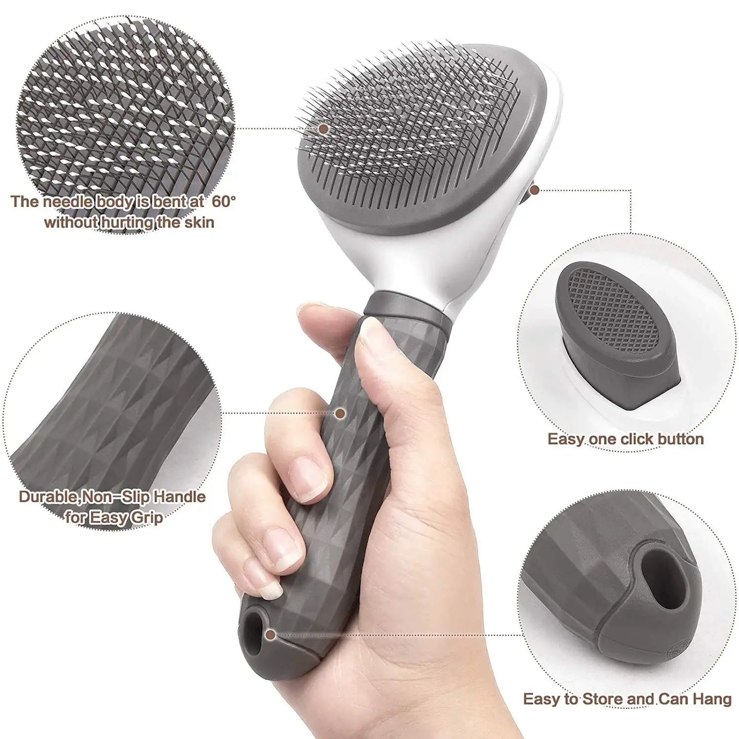 Pet Grooming Brush with Stainless Steel Needles